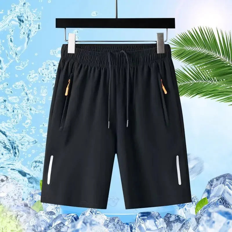 Summer Men Ice Silk Gym Sport Shorts