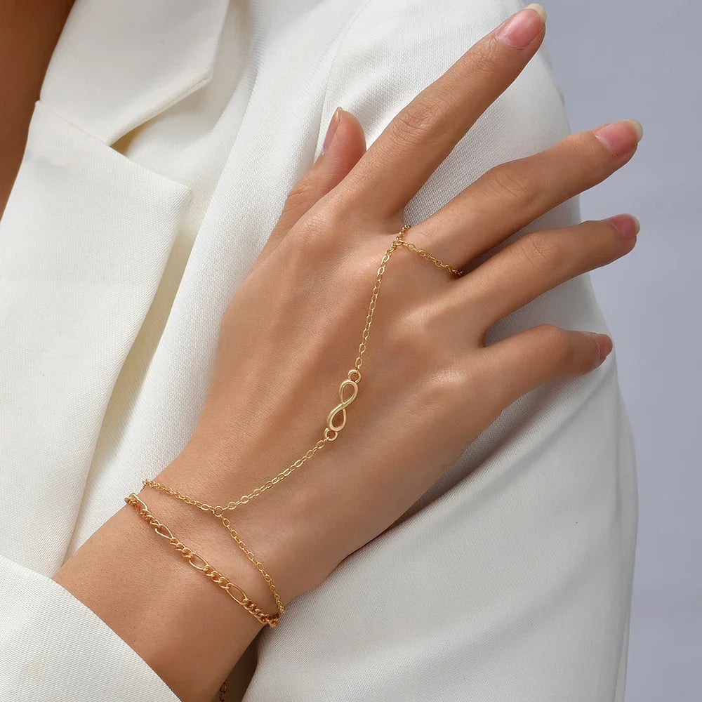 Dainty Hand Chain Bracelet Ring