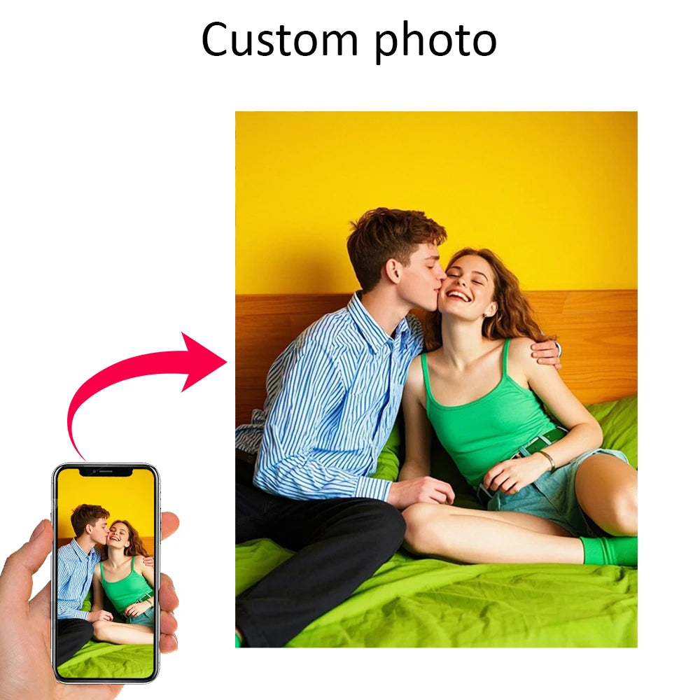 1 Pc Custom Photos with DIY Wood Frame or frameless poster,Custom Wedding Photo,idea gift,Personalized Canvas Painting