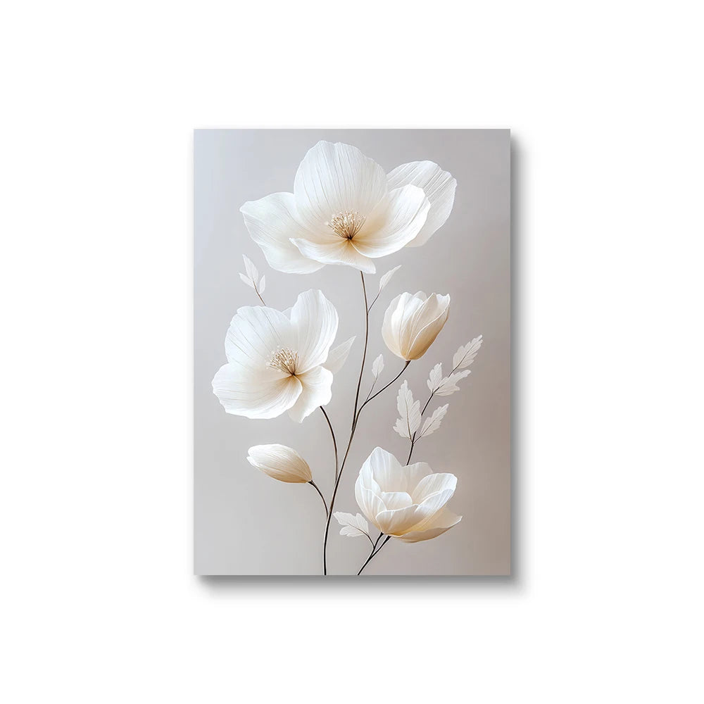 1PC/3PCS Frameless Nordic Beige Peony Flowers Canvas Painting Modern Floral Botanical Posters Aesthetic Wall Art Home Decoration