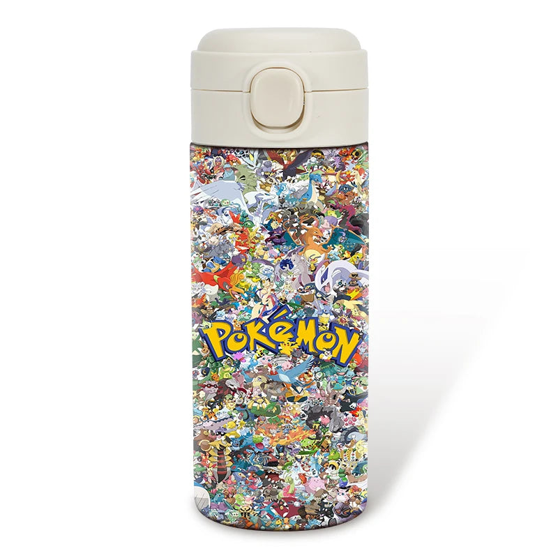 Pokemon 400ML Thermos Water Bottle Anime Portable Children Cute Pikachu 304 Stainless Steel Cartoon Outdoor Sport Water Mug Gift