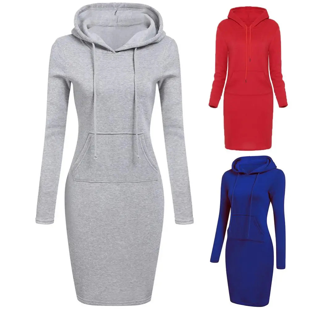 Warm Sweatshirt Long-sleeved lady Dress