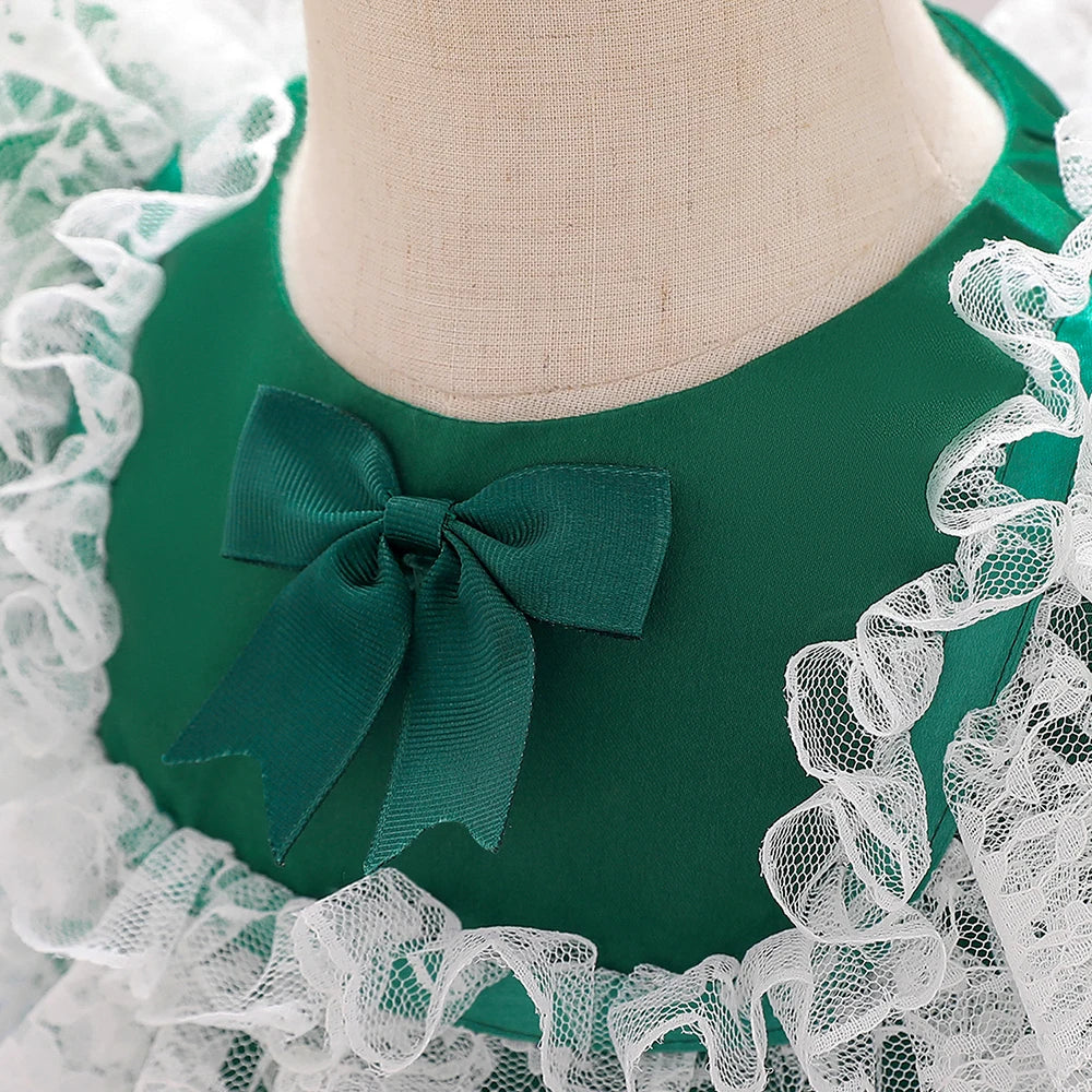 Lace Bow Flower Baptism Princess Dresses
