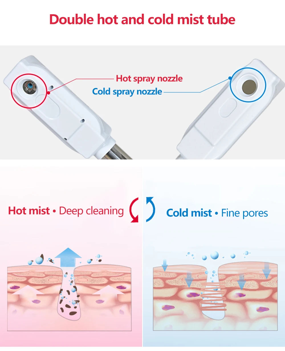 3 in 1 Hot&Cold Facial Steamer Warm Mist Ion Ozone Steaner with Lamp for Face Deep Cleaning Vaporizer Salon Home Spa vaporera