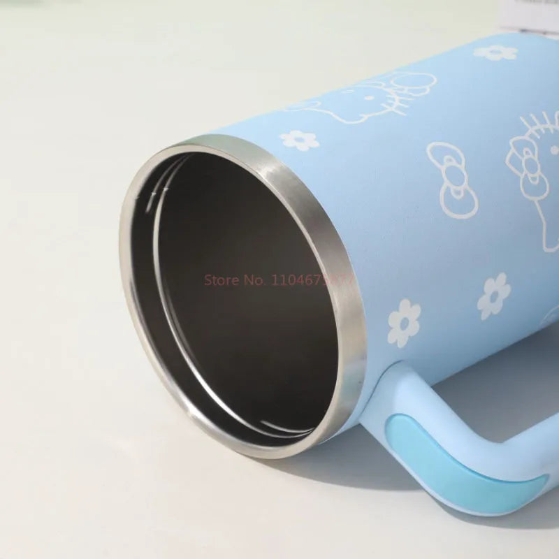40oz Sanrio Hello Kitty Stainless Steel Insulated Mug With Handle Straw Mugs Large Capacity Thermos Drinks Coke Cups Coffee Mug