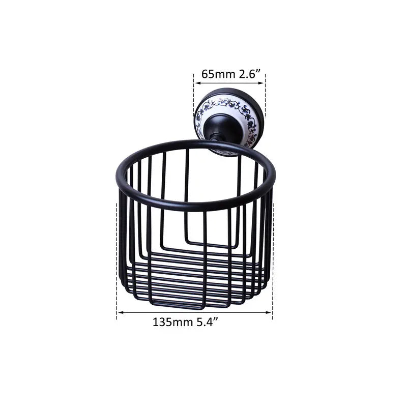 JIENI Wall Mounted Matte Black Washroom Bathroom Accessories Towel Ring Rack Paper Holder Toilet Brush Holder Frosted Glass Cup