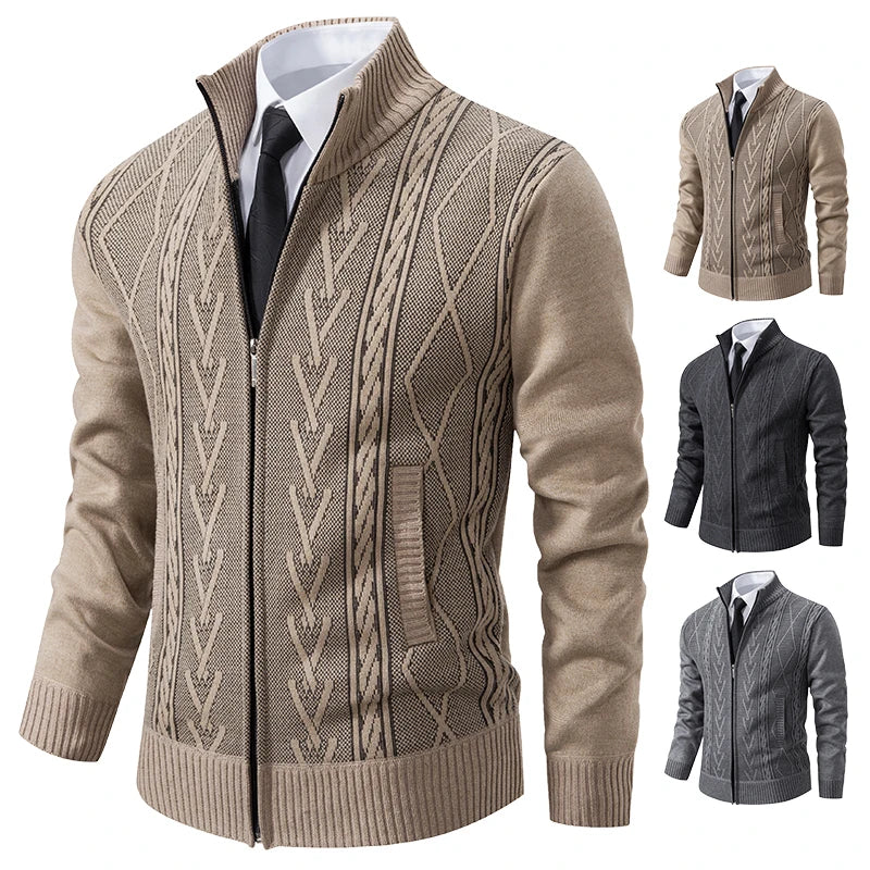 Cashmere padded warm casual men's knitted sweater coat