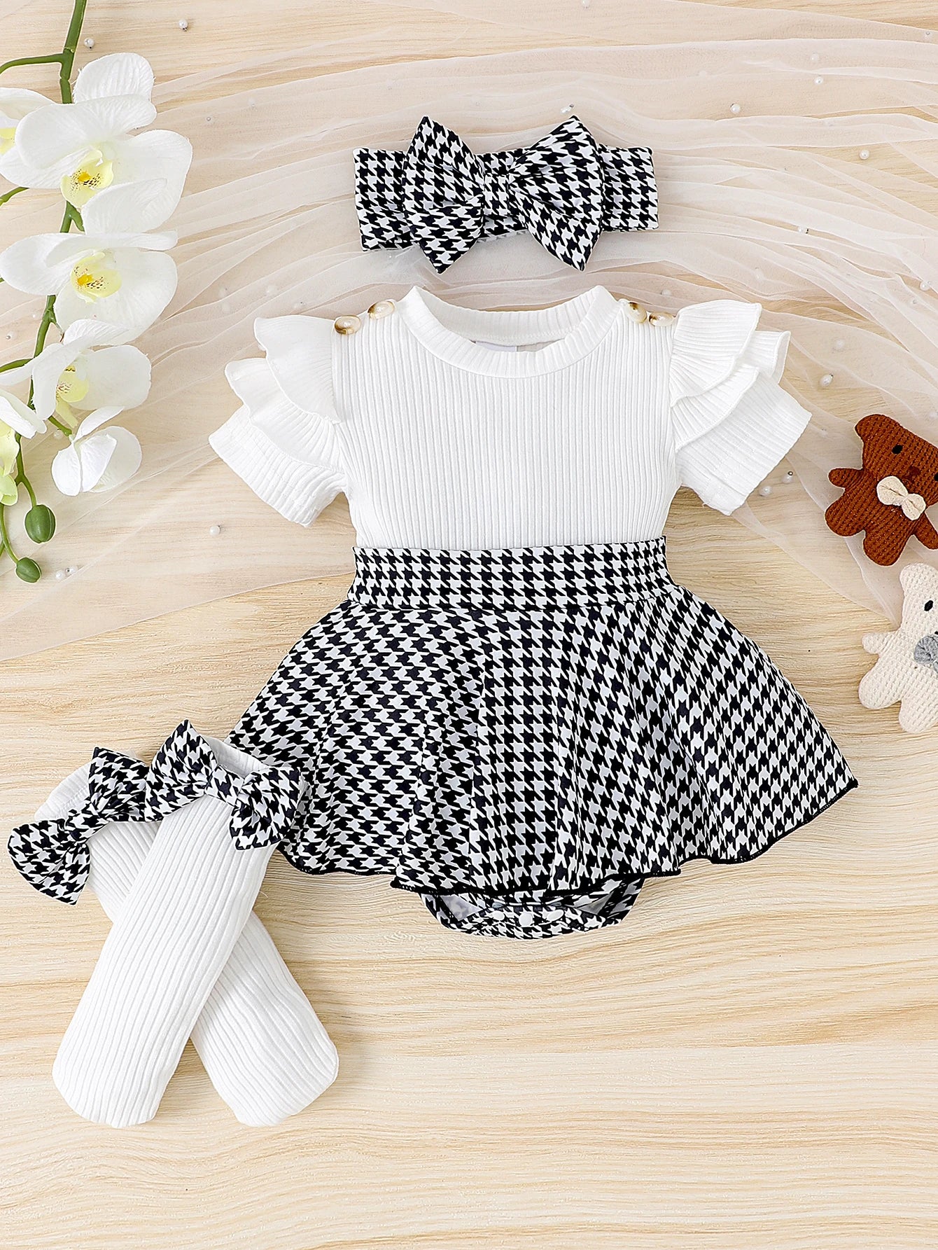 new style sweet and lovely houndstooth dress