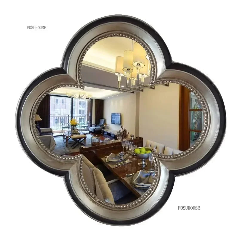 Creative Four-leaf Clover Decorative Mirrors Home Living Room Background Wall Decorative Mirror Bathroom Hotel Makeup Mirror AA