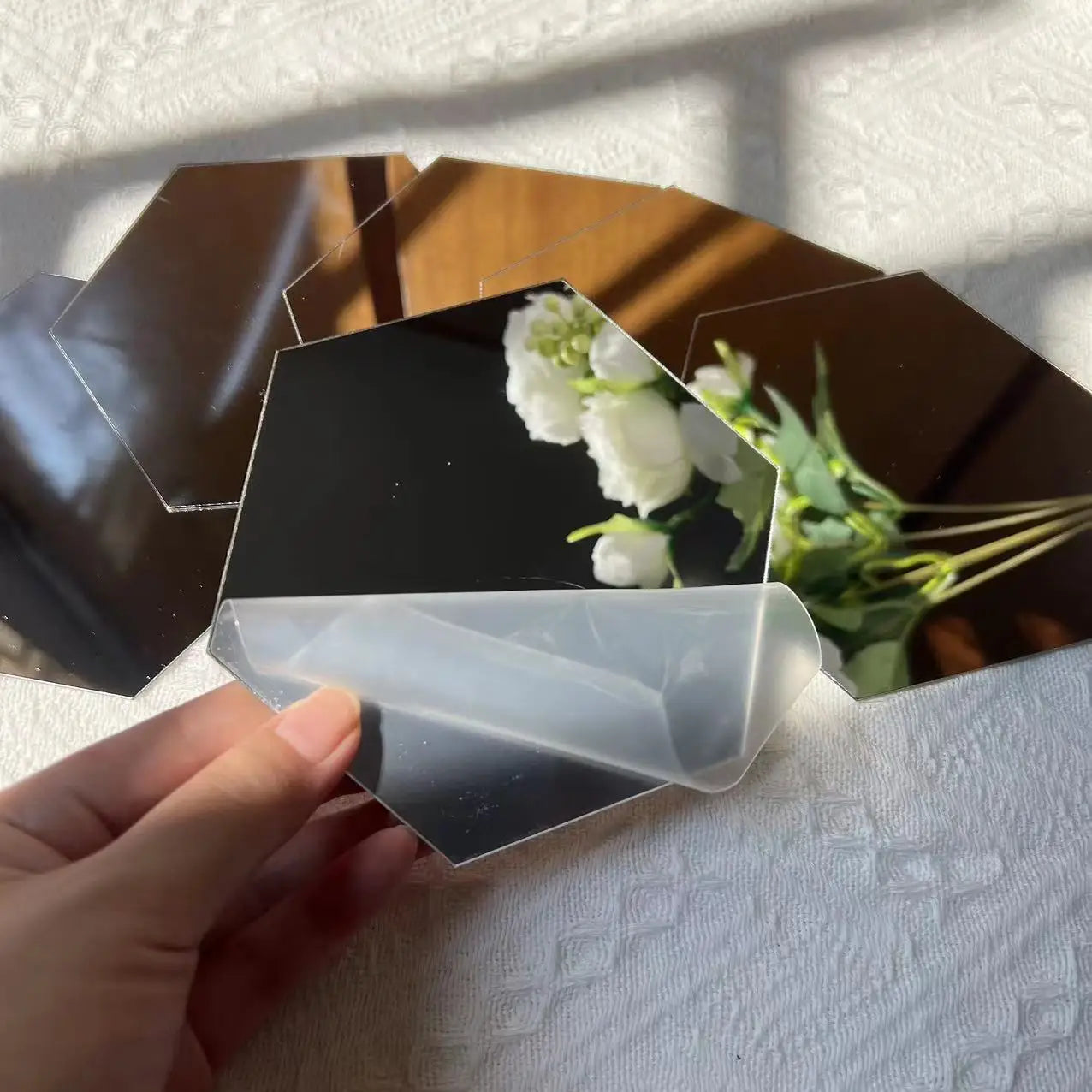 6/12 pcs 3-D Hexagon Mirror Wall Sticker