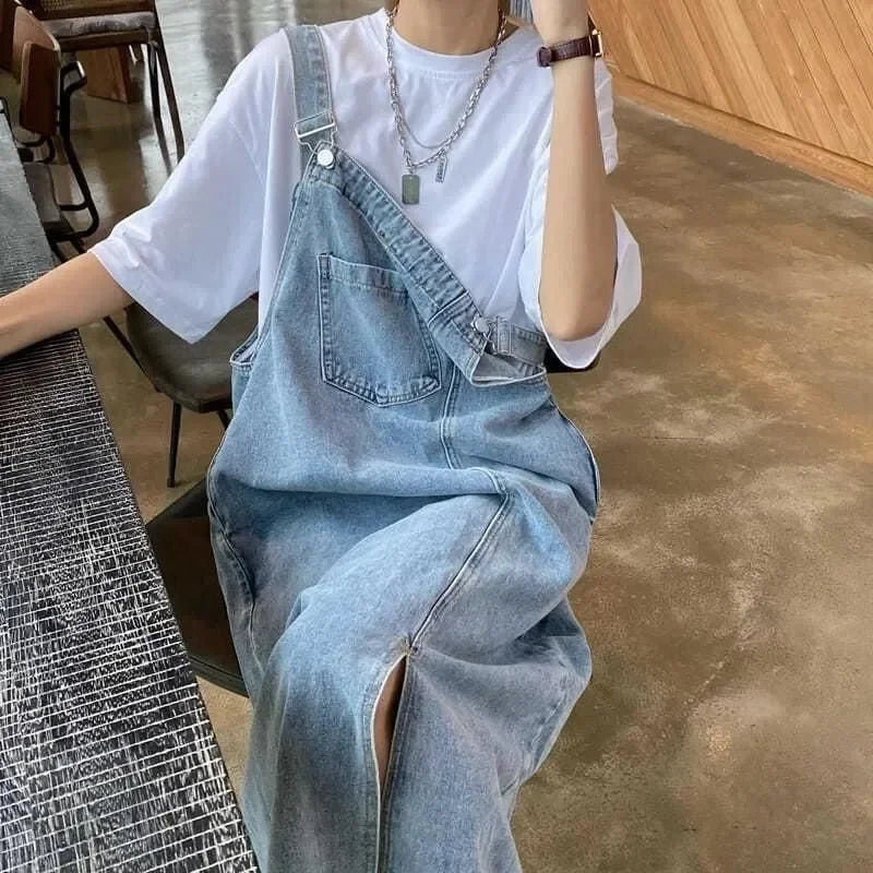 Denim Overall Fashion Female Slip Casual Loose Dress