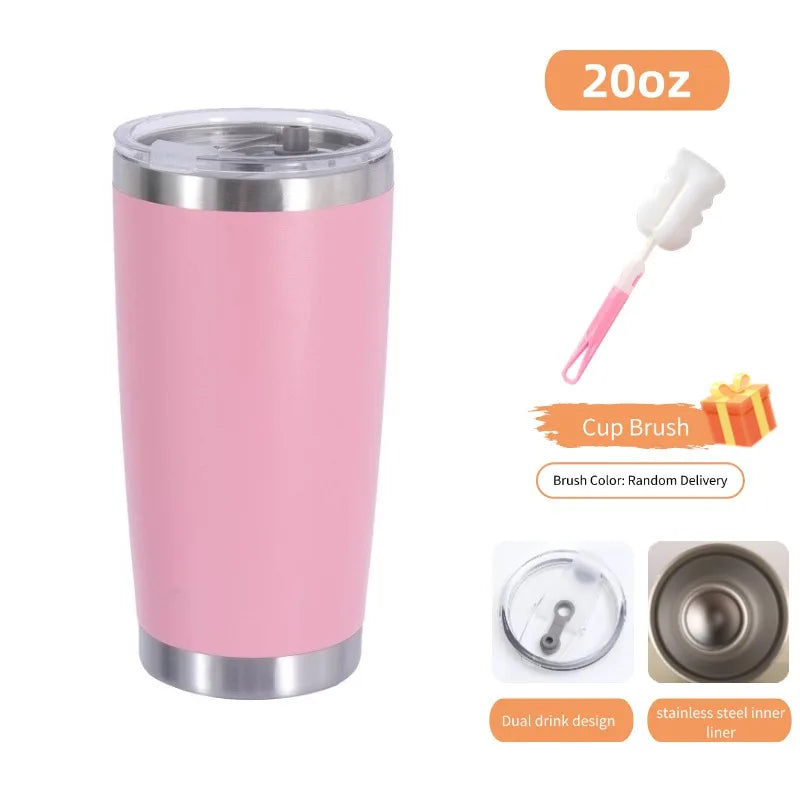 20oz/590ML Thermo Cafe Coffee Mug Car Thermos Mug Leakproof Travel Thermo Cup for Tea Double Stainless Steel Hot and Cold Cup