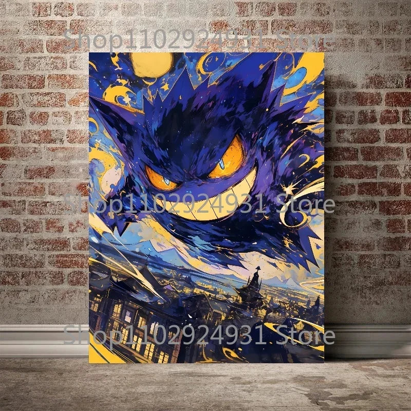 Classic Anime Pokemon Poster Pikachu Gengar Spray Charmander Starry Sky Series Canvas Painting Home Wall Decoration Art Painting