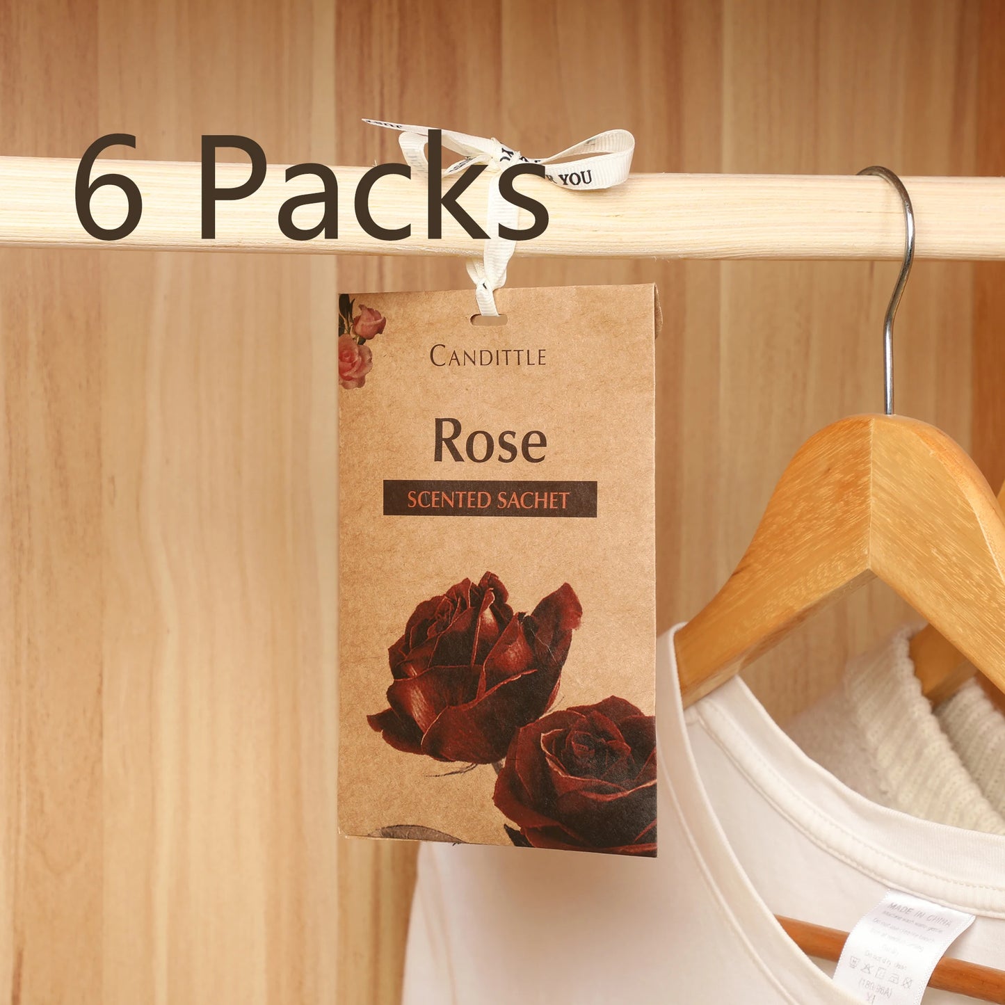6 packs Oud Lavender Sandalwood Rose Coconut flower&Jasmine Scented Sachet Set for Closet Drawer Car Wardrobe,long last