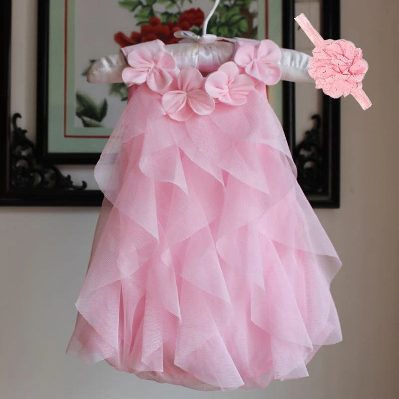 Kids Chiffon Birthday Party Dresses & Headband