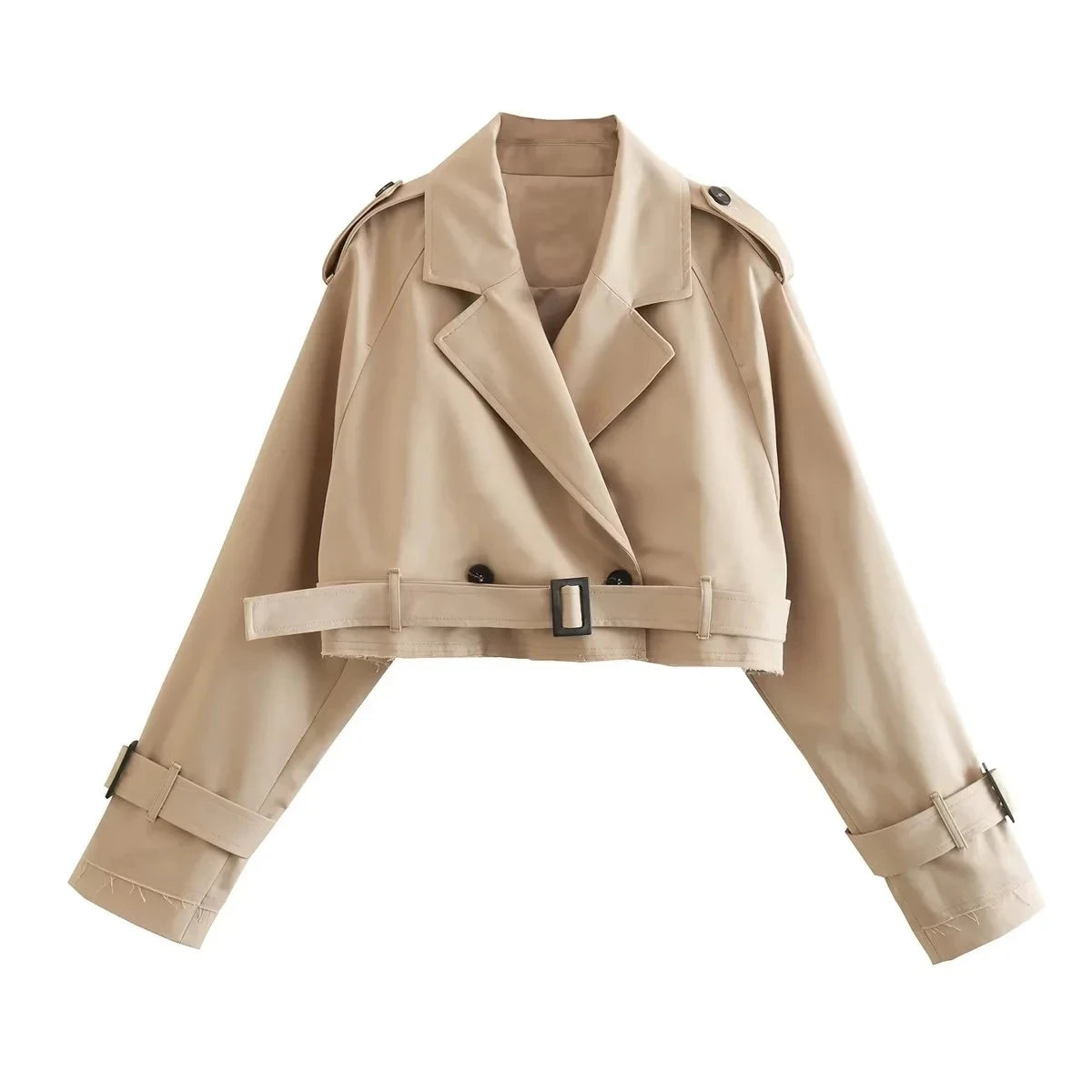 Belt Cropped Trench trendy Jacket