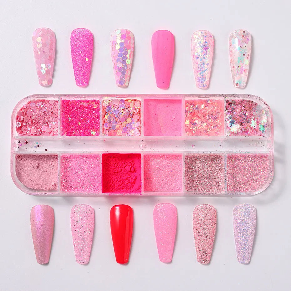 Pink Glitter Nail Powder