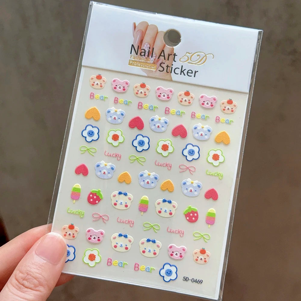 5 D Macron Flower/Fruit Nail Charms Sticker