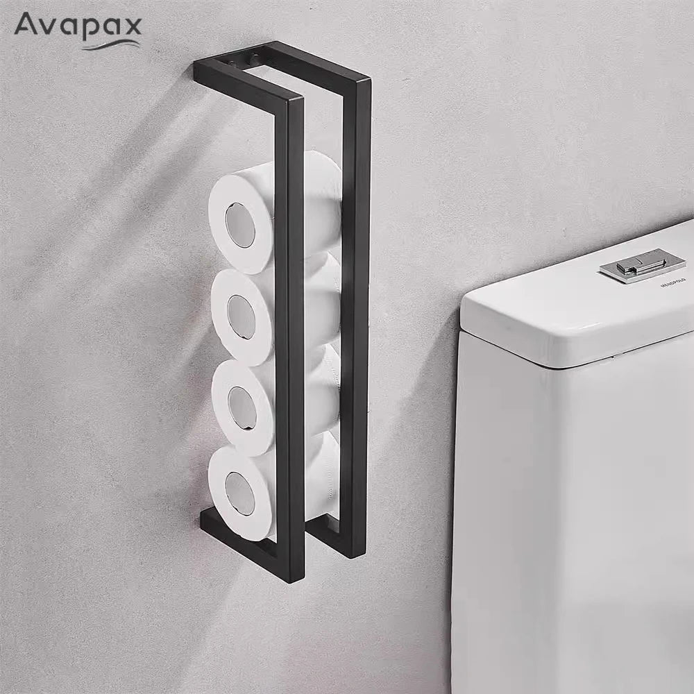 Black Dual Use Stainless Steel Wall-mounted Bathroom Shelf Hotel Bathroom Towel Roll Paper Rack Towel Rack Toilet Paper Holder