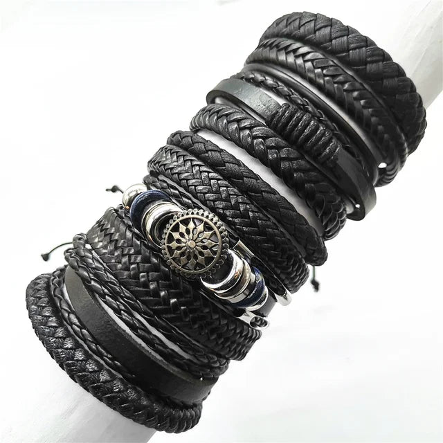 10 Pcs/set Black Wrap Fashion Handmade Bracelets