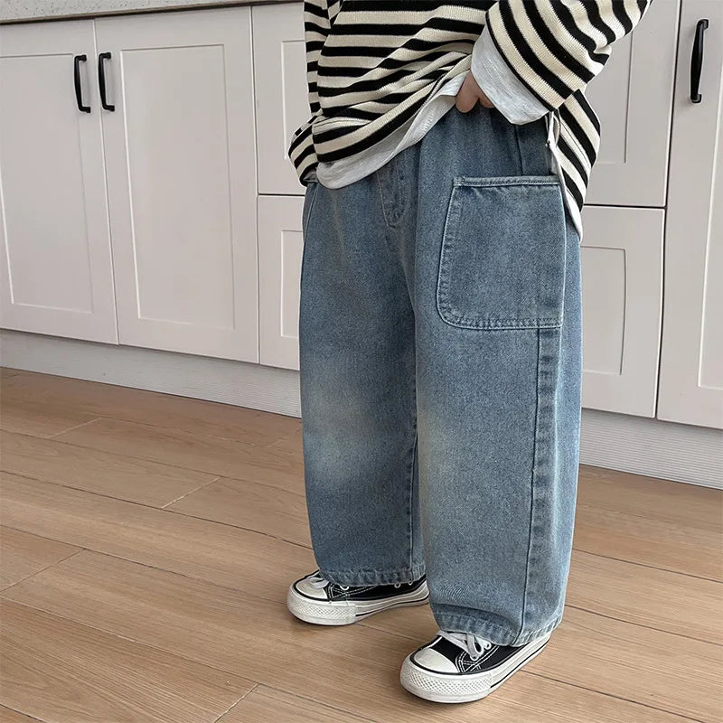 Boys Denim Side Pocket Polished Pant