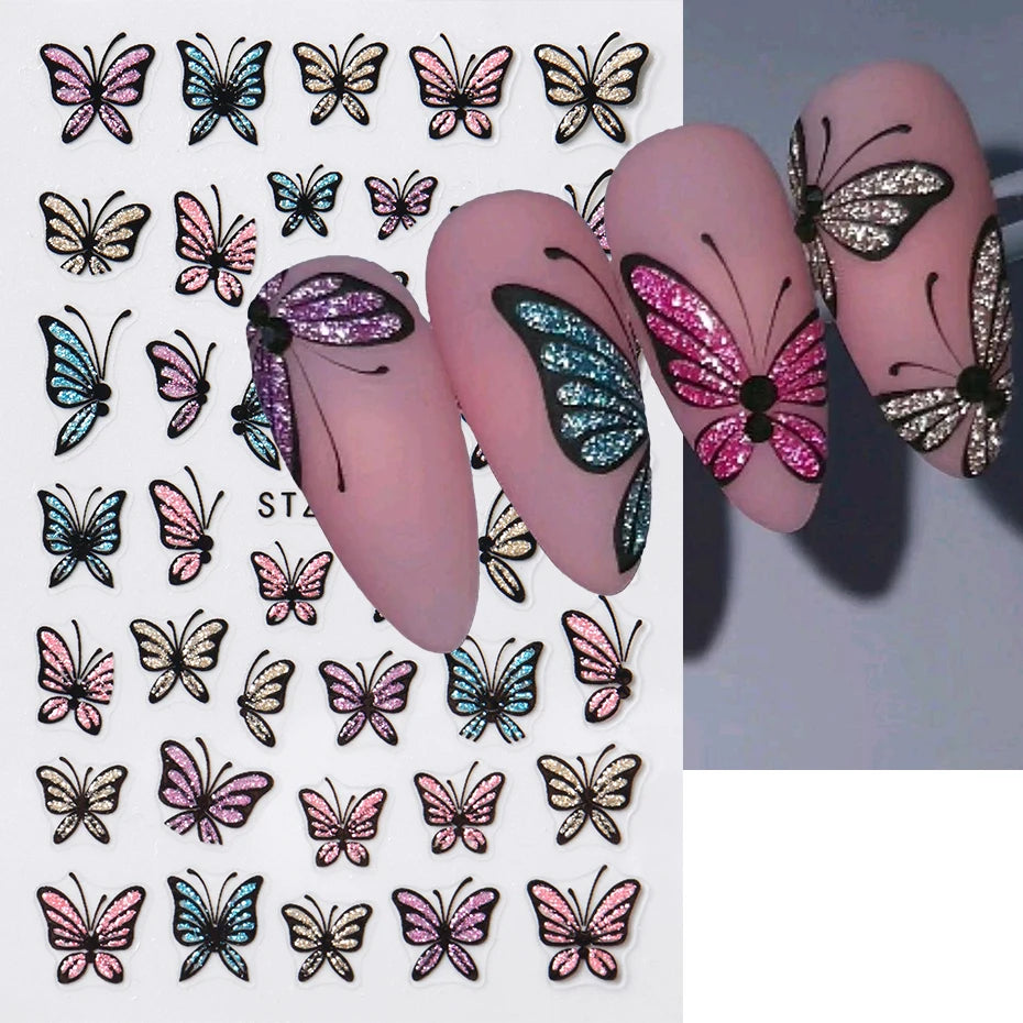 Glitter Butterfly Nail Stickers