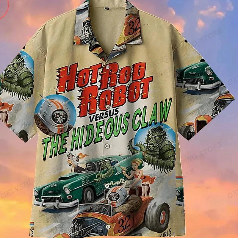Beach Style Car Graphic Shirts For Men