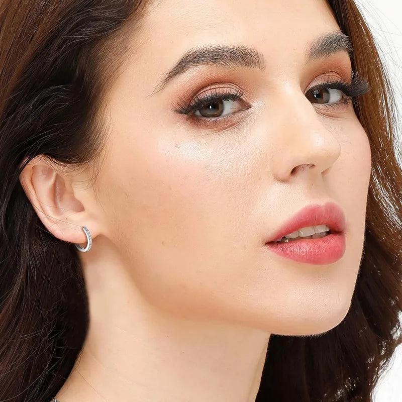 Sterling Silver Small Hoop Zircon Ear Cuff