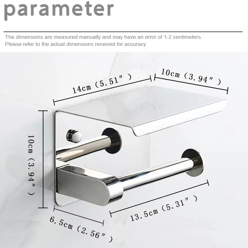 Toilet Paper Holder Wall Mount Kitchen Towel Storage Organizer Wall Roll Paper Phone Shelf Holder Home Bathroom Accessories