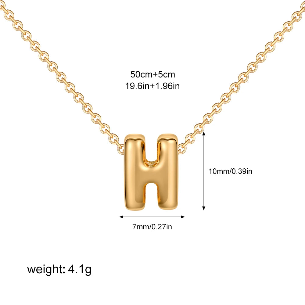 3D Bubble Initial A-Z Alphabet Mini Necklace