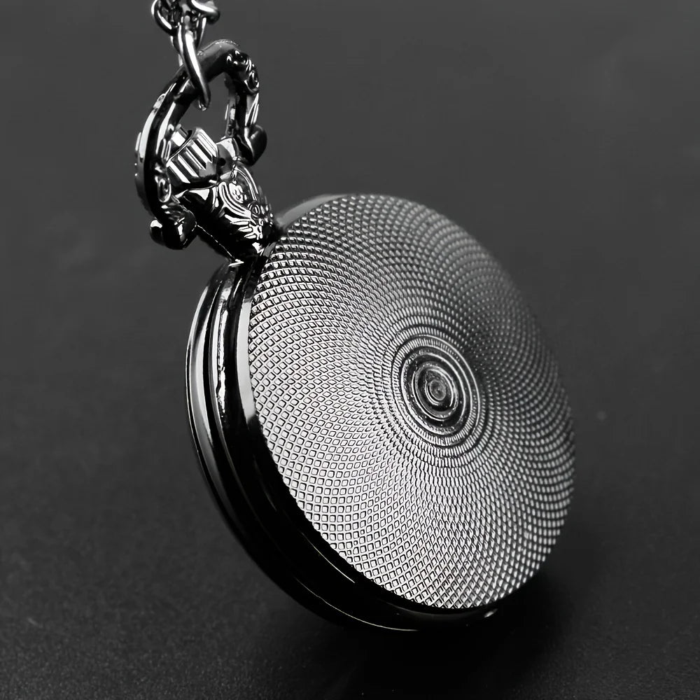 Gothic Design Raven Pocket Watch With Necklace Alloy