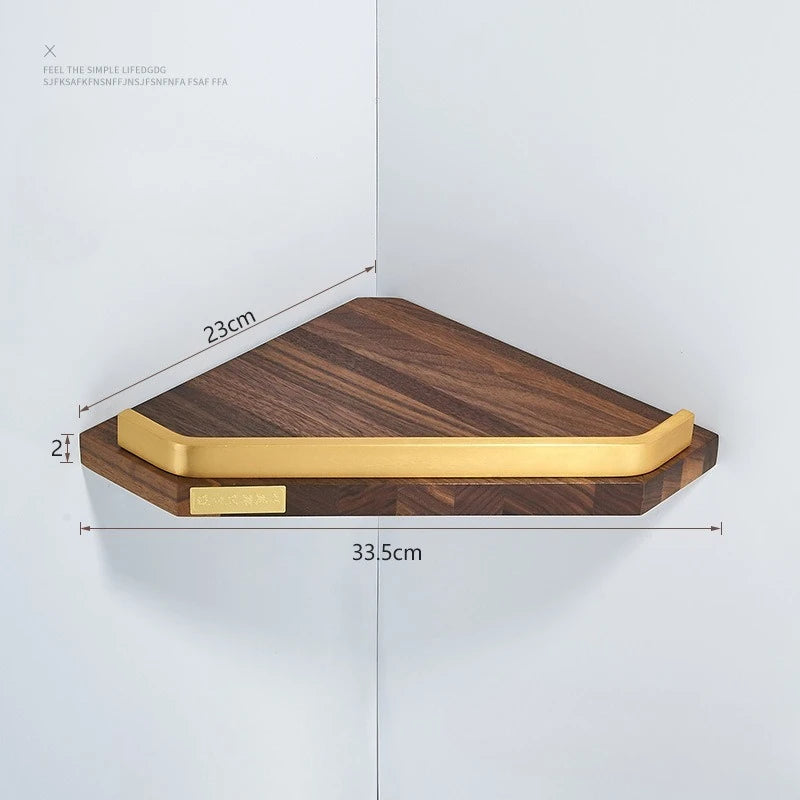 Walnut Wood Brushed Gold Bathroom Hardware Set