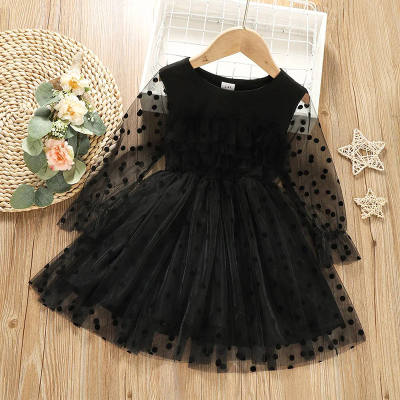 stylish round dots and lace princess dress