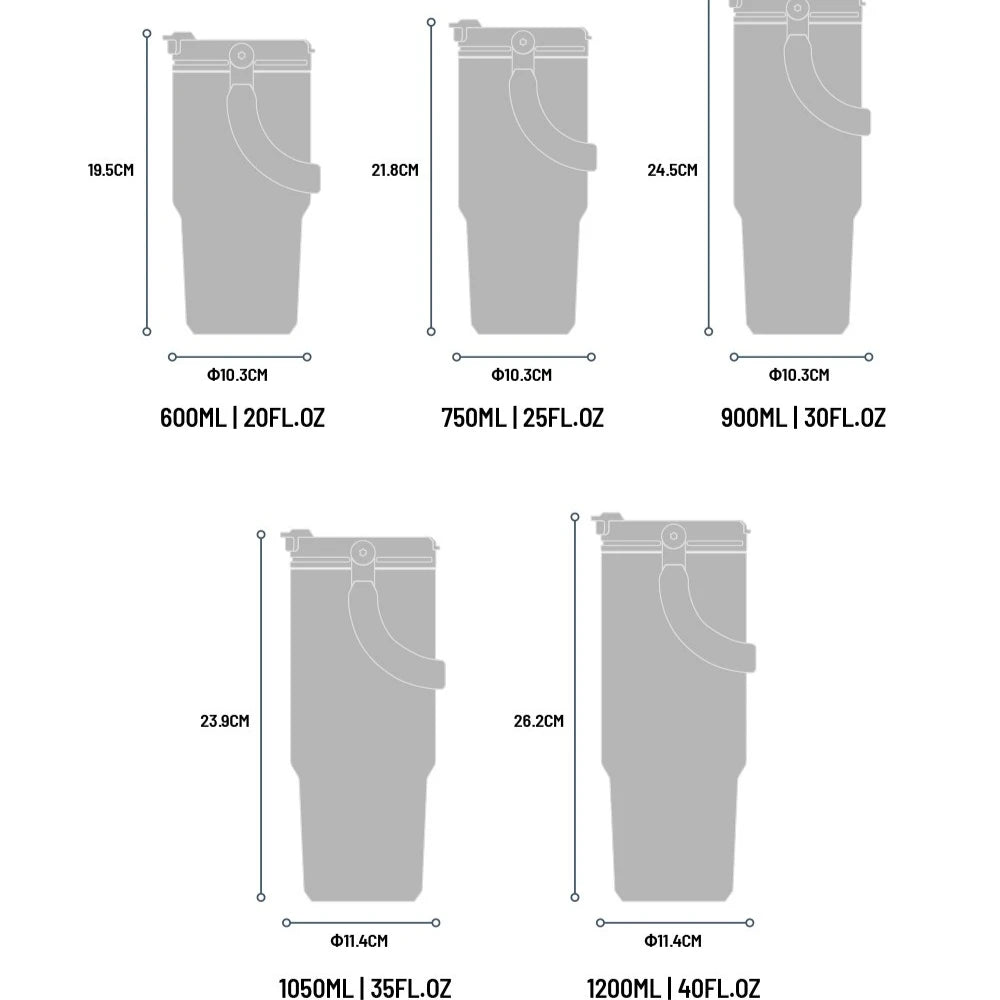 Tyeso Large-Capacity Thermoses Handle Vacuum Cup Dual-Drink Coffee Mug Stainless Steel Ice Cup Car Bottle Hot Cold Retention