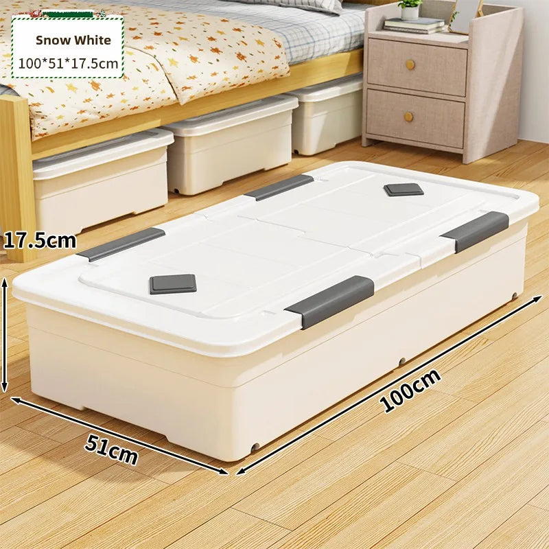 Flat Under-bed Storage Box with Wheels