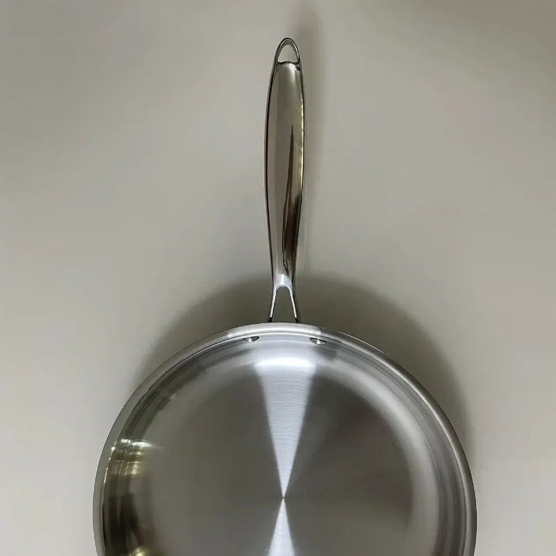 304 Stainless Steel Frying Pan Uncoated Frying Pan Three-layer Steel Non-stick Pan for Frying Steak and Eggs