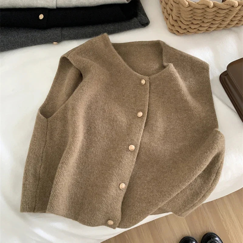 Women Cardigan Korean Elegant Knitted Sweater