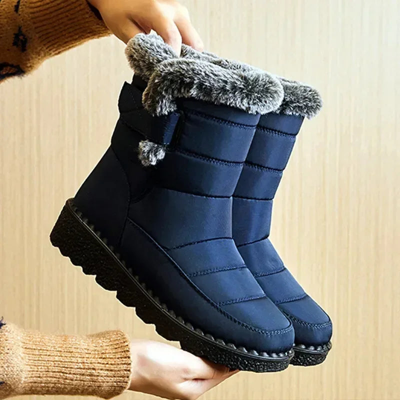Waterproof Faux Fur Warm Cotton Couples Ankle Boots