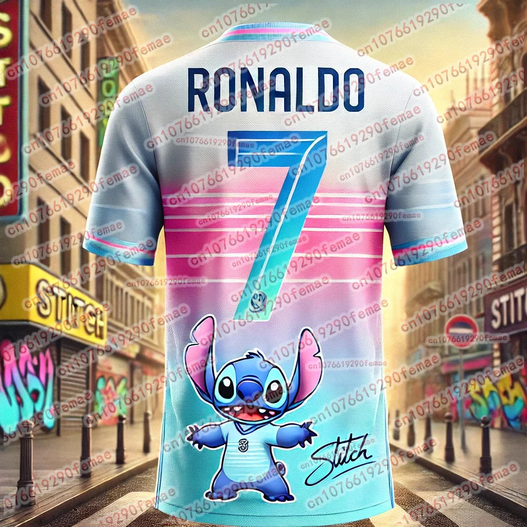 Stitch And Ronaldo Cartoon 3 D Printed T-shirts