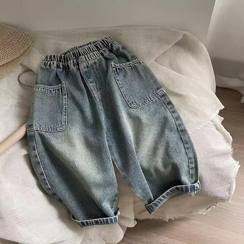 Boys Denim Side Pocket Polished Pant