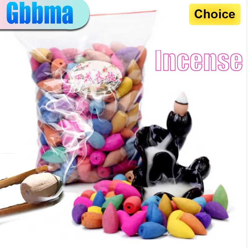 GBBMA Mixed Aroma Tower Incense Natural Sandalwood Agarwood Flower Lavender Yoga Aromatherapy Refluxing Scent for Relaxation