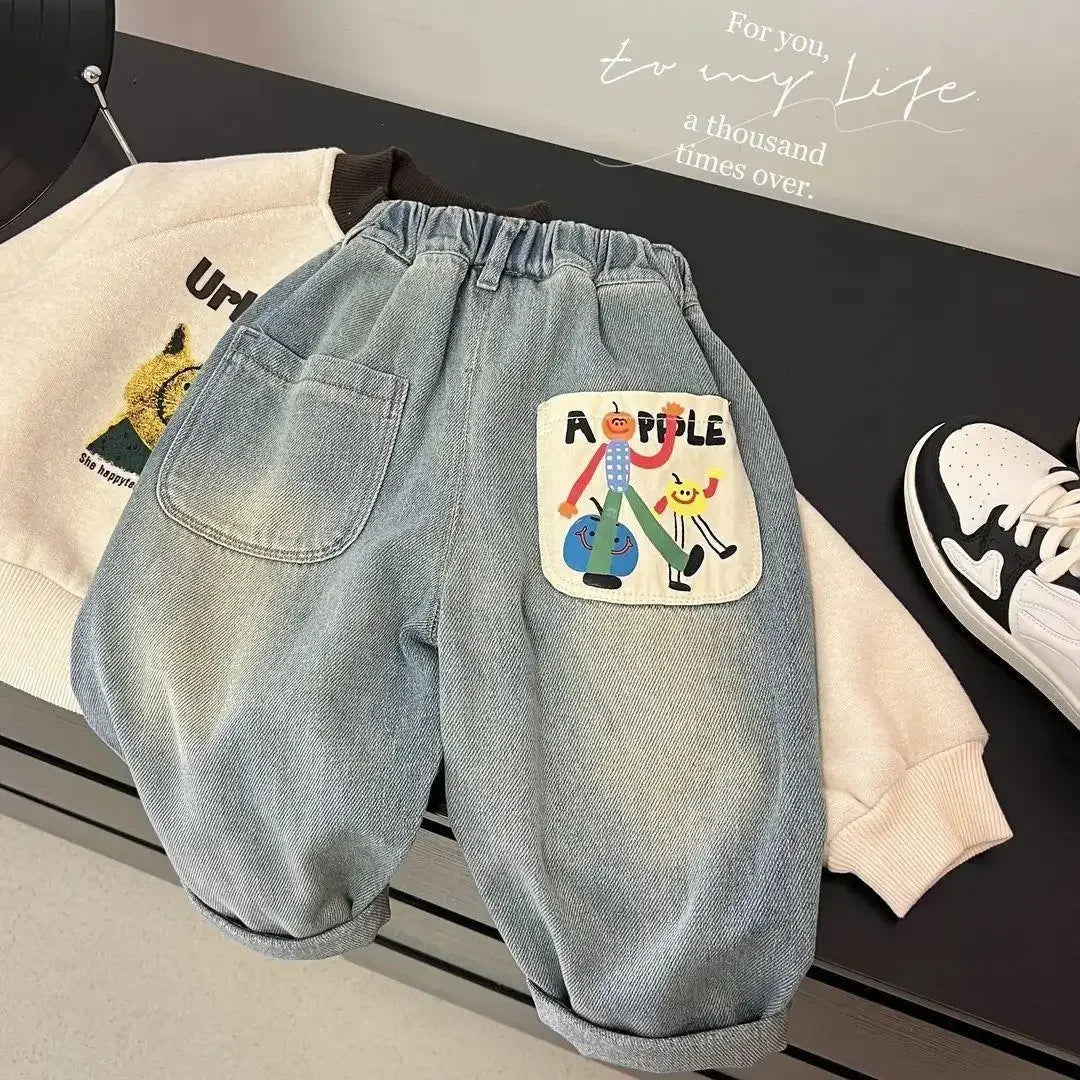 Denim Cotton Anime pattern Casual Jeans