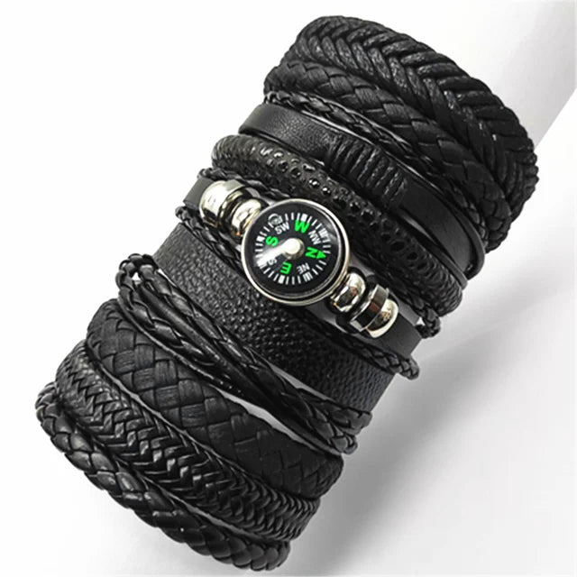10 Pcs/set Black Wrap Fashion Handmade Bracelets