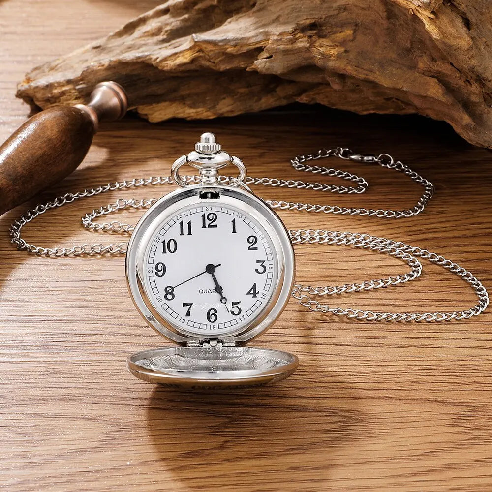 Vintage Silver Golden Luxury Quartz Pocket Watch