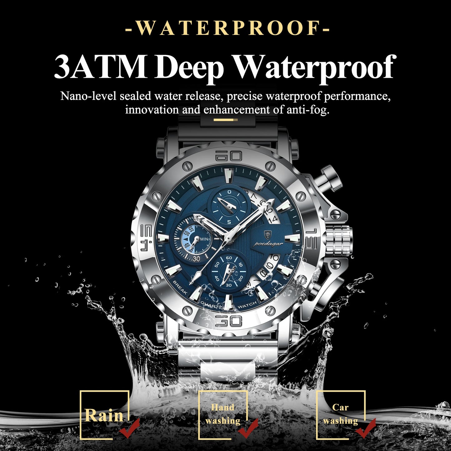 Luxury Luminous Waterproof Chronograph Watch