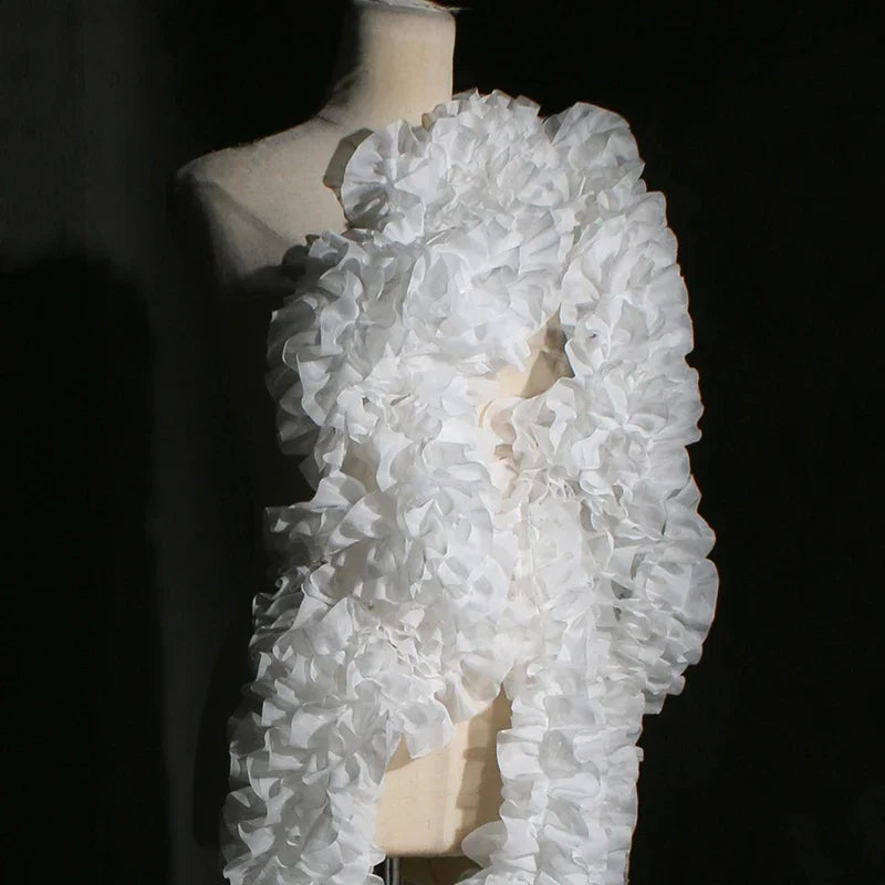 Large lace fabric with three-dimensional ruffles handmade DIY flower bouquet decorative designer fabric accessories