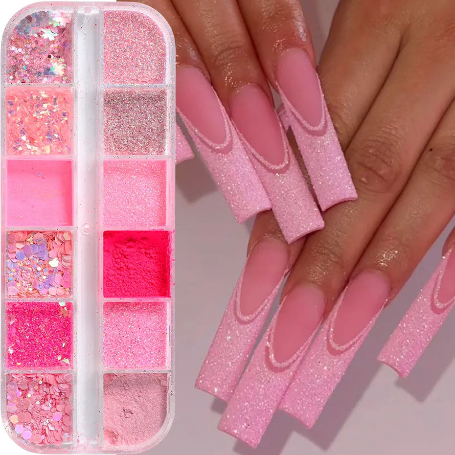 Pink Glitter Nail Powder