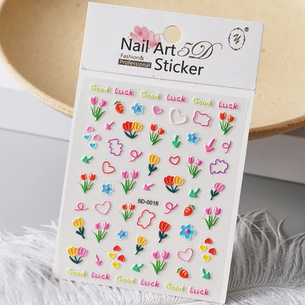 5 D Macron Flower/Fruit Nail Charms Sticker
