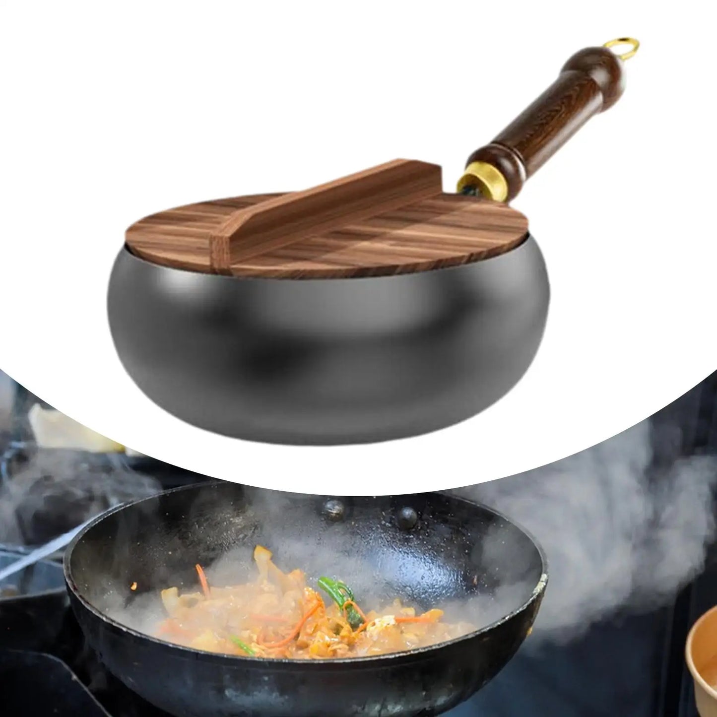Nonstick Wok No Coating Gas Boiling Stir Fry Pan for Restaurant Camping Home Stovetop Induction Cooker Cookware Pots Cooking