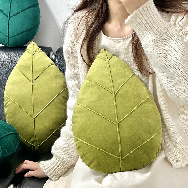 Christmas Green Decorations Leaf Shaped Pillows